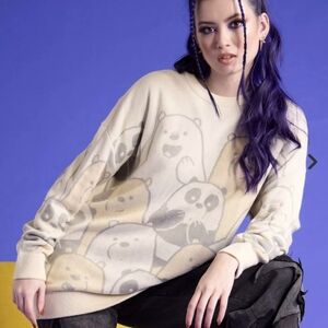 We Bear Collage Ovetsized Sweater SZ.2X Hot Topic NWT